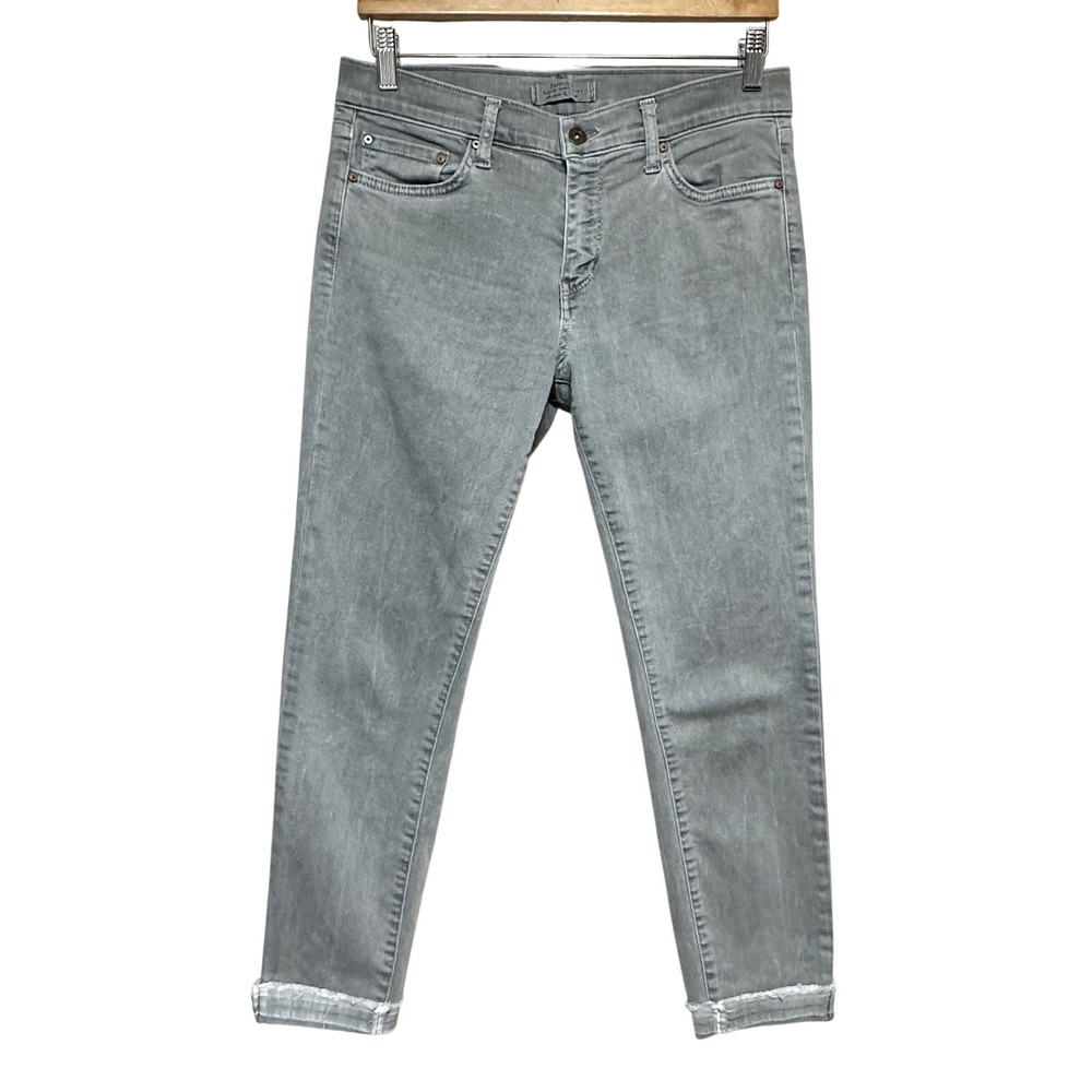 PRINCIPLE Denim Honor Gray Wash Cropped Jeans Frayed Hem Womens‎ 29 Casual Chic